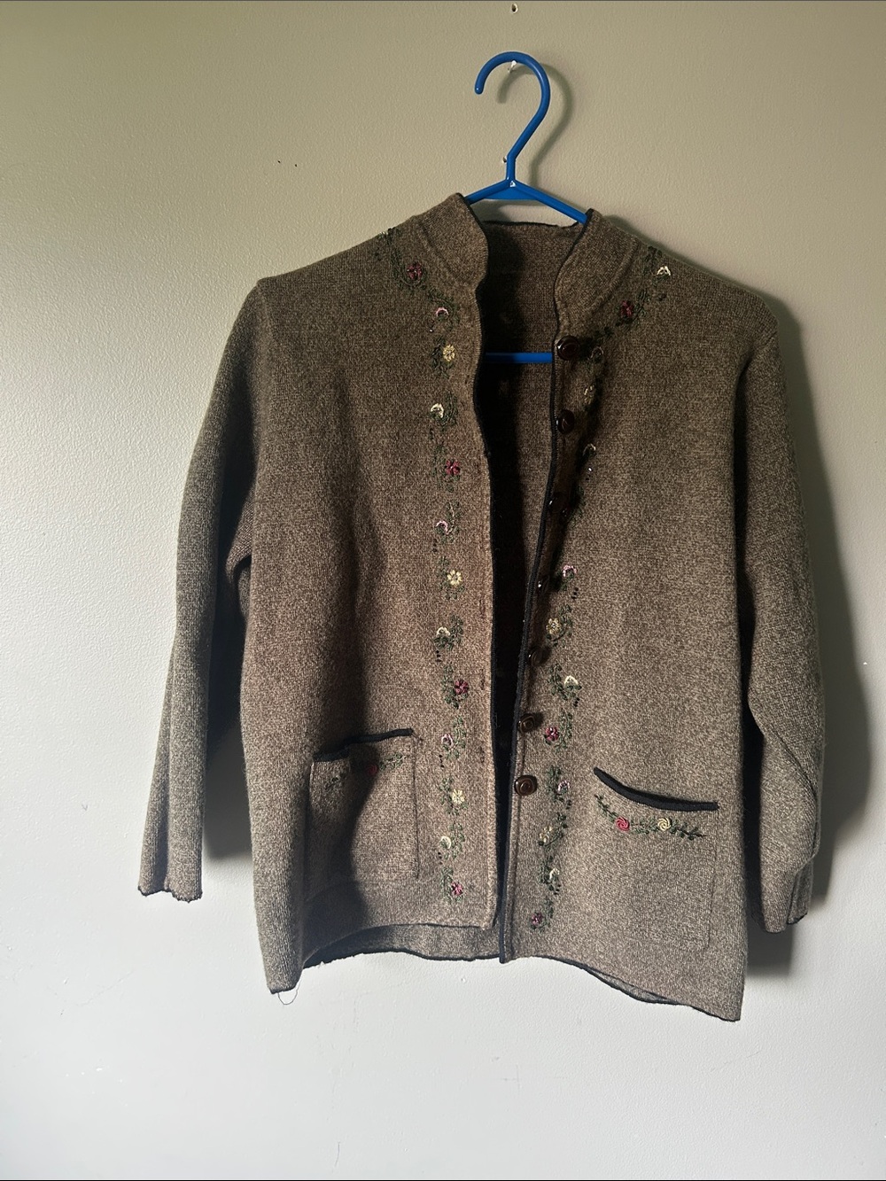 Women's Brown Embroidered Wool Jacket